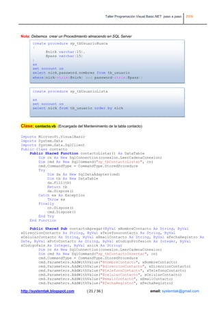 Manual Visual Basic .NET SQL Server paso a paso | PDF