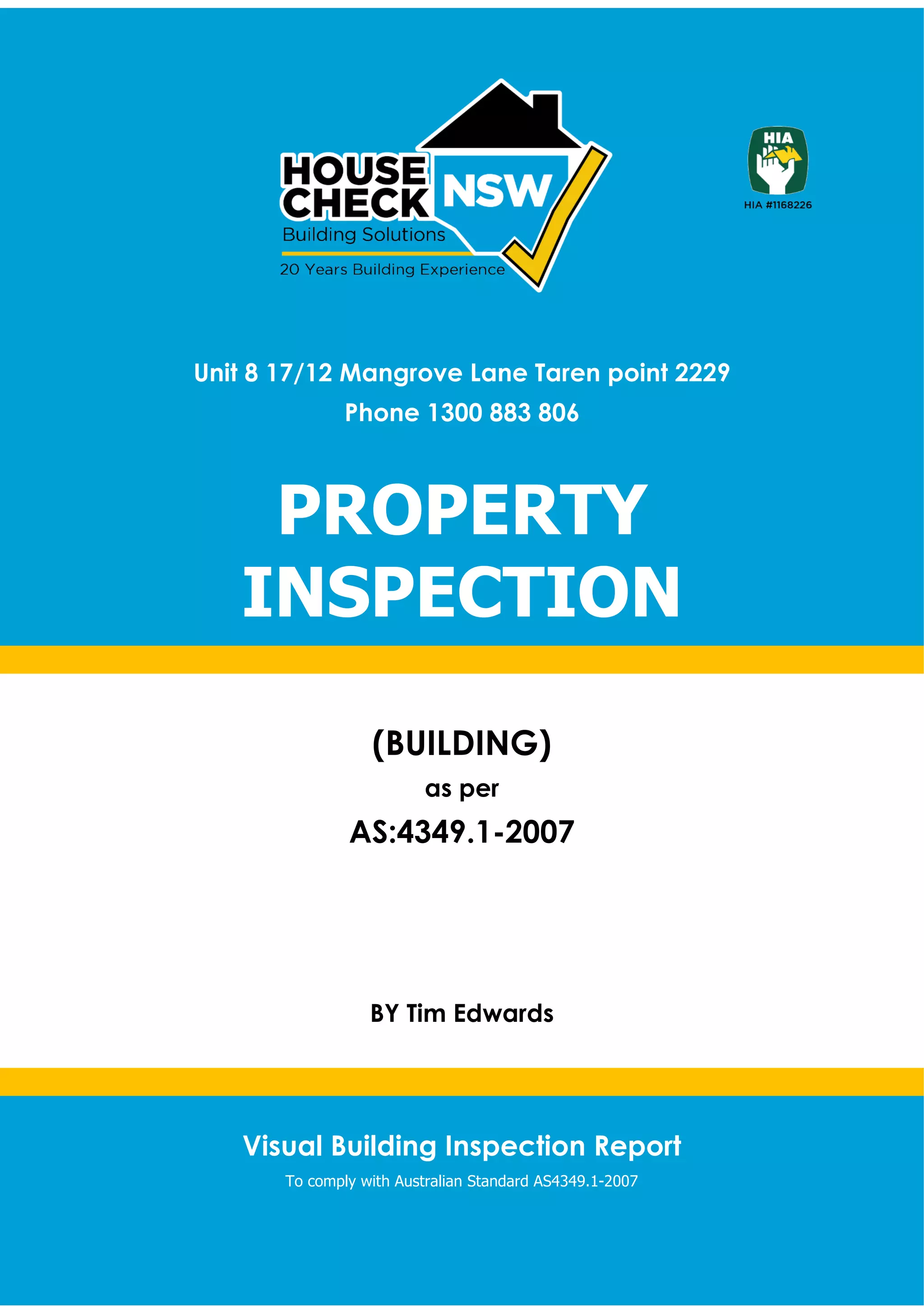 Visual Building Inspection Report - House Check NSW | PDF