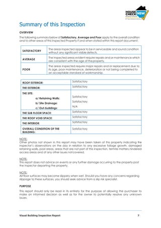 Visual Property Inspection Report Example Visual Building Inspection Report - House Check NSW | PDF