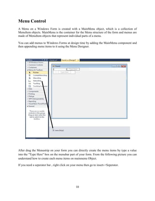 Menu Container Component Visual C# 2010 | DOCX
