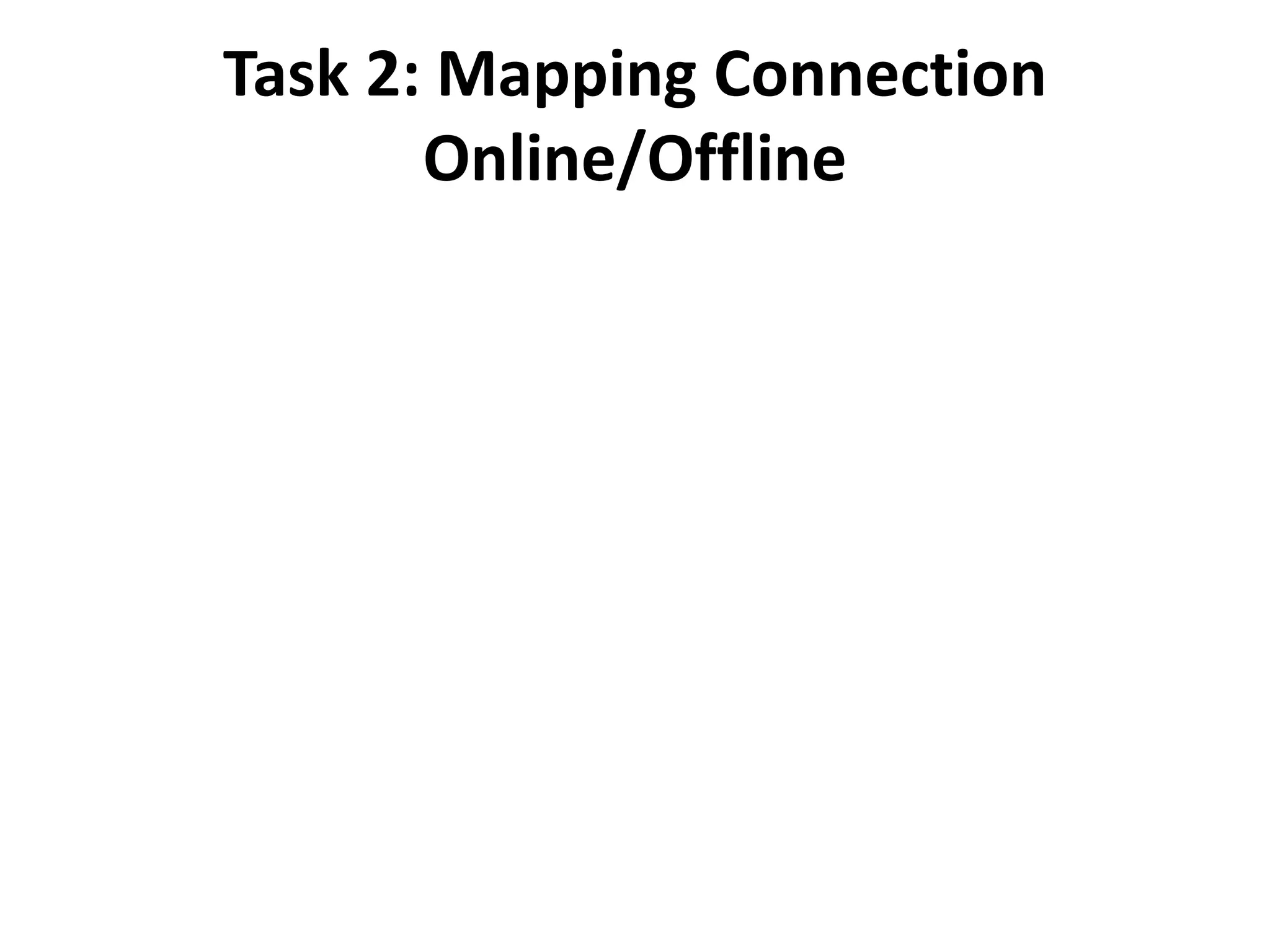Task 2: Mapping Connection
Online/Offline
 