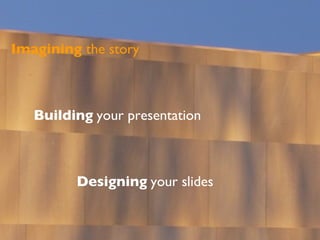 Imagining  the story Building   your presentation Designing   your slides 
