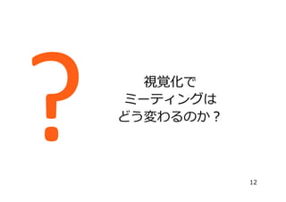 視覚化で
ミーティングは
どう変わるのか？
12
?	
 