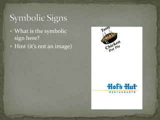  What is the symbolic
sign here?
 Hint (it’s not an image)
 