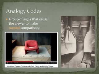  Group of signs that cause
the viewer to make
mental comparisons
 