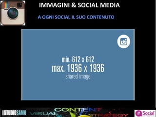 IMMAGINI & SOCIAL MEDIA
A OGNI SOCIAL IL SUO CONTENUTO
 