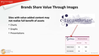 #cmworld
Brands Share Value Through Images
Sites with value-added content may
not realize full benefit of assets
• Charts
...