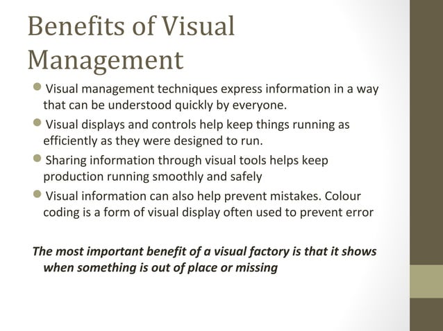 Visual Control and Management : Manufacturing Management | PPT