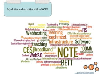 My duties and activities within NCTE
 