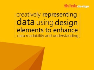 Creatively representing data using design
elements to enhance data readability and
understanding.
 