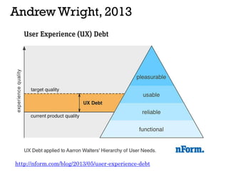 Andrew Wright, 2013
http://nform.com/blog/2013/05/user-experience-debt
 