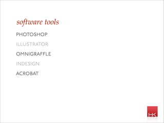 software tools
photoshop
illustrator
omnigra le
indesign
acrobat
 