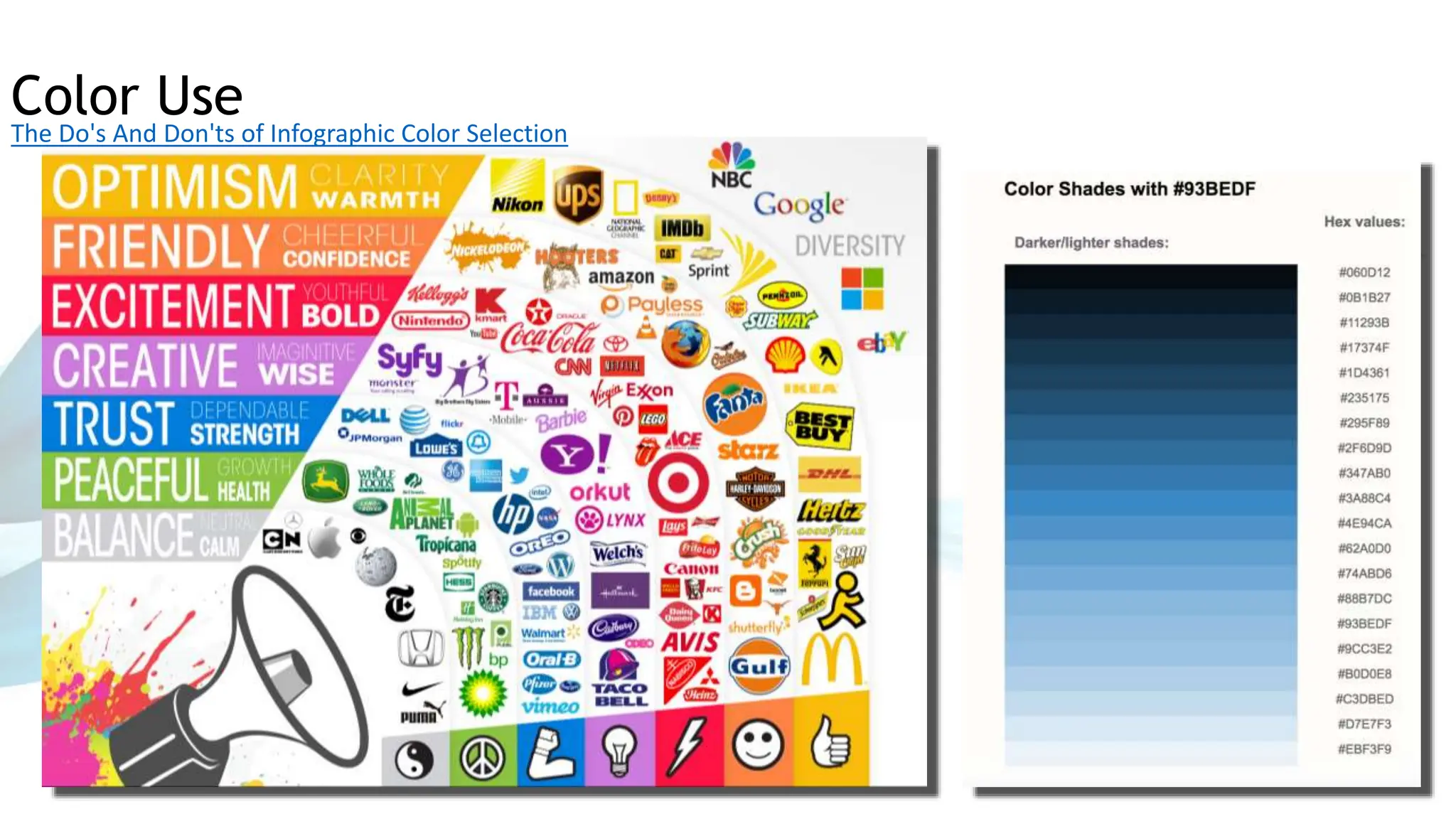 Color Use
The Do's And Don'ts of Infographic Color Selection
 