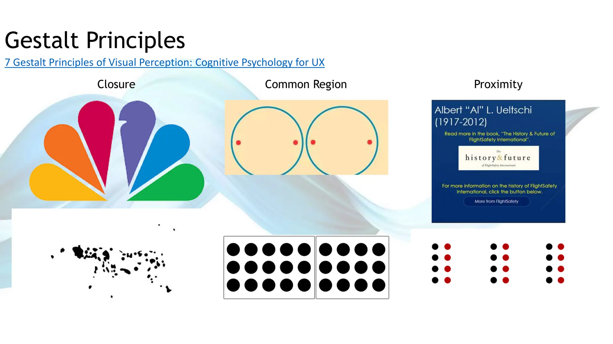 Gestalt Principles
7 Gestalt Principles of Visual Perception: Cognitive Psychology for UX
Closure Common Region Proximity
 