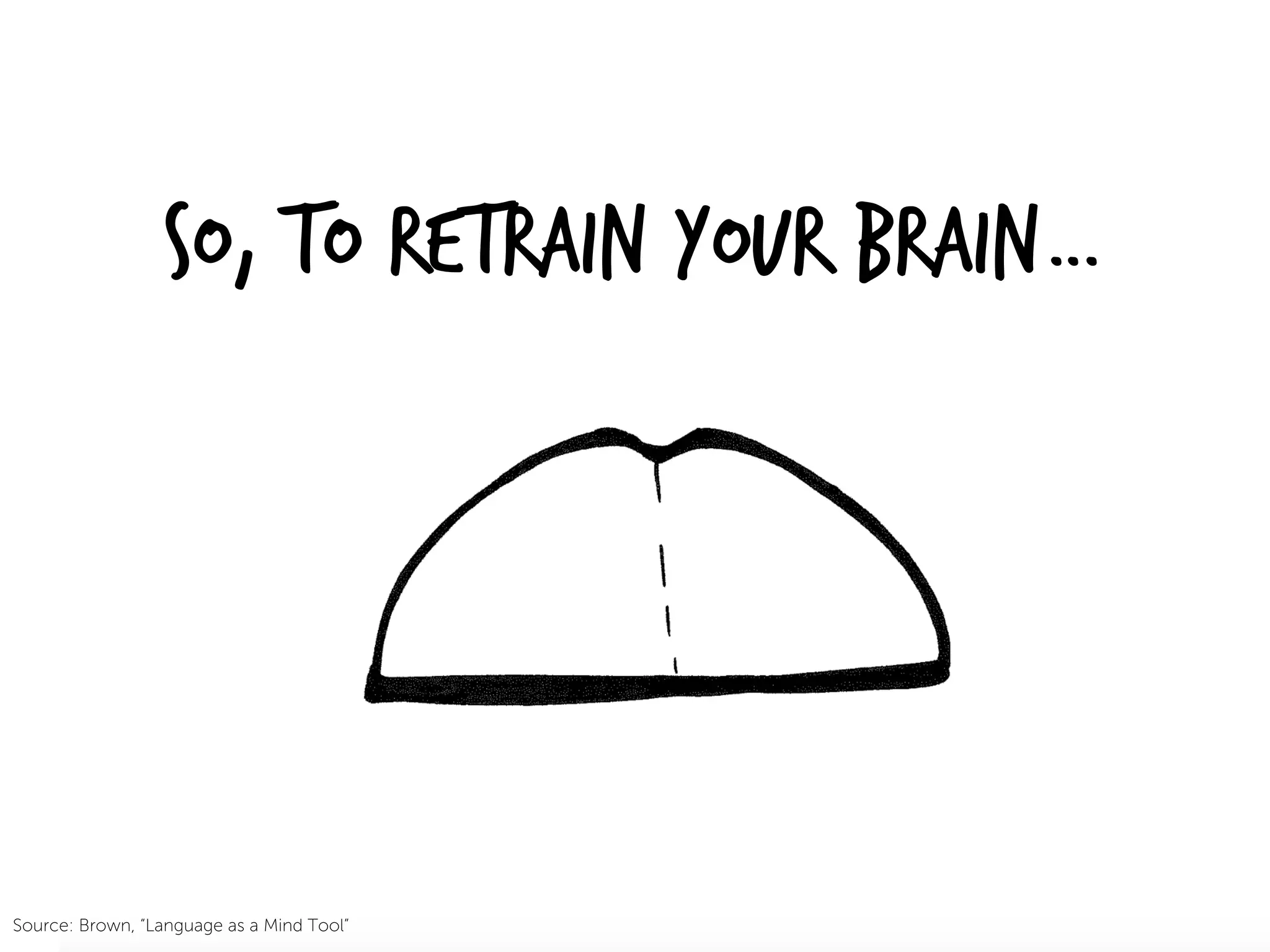 So, to RETRAIN your BRAIN…
Source: Brown, “Language as a Mind Tool”
 