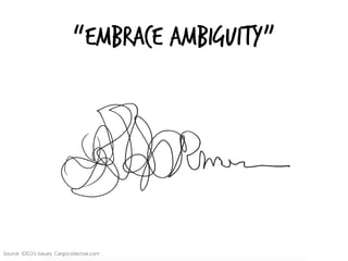 “Embrace Ambiguity”
Source: IDEO’s Values, Cargocollective.com
 
