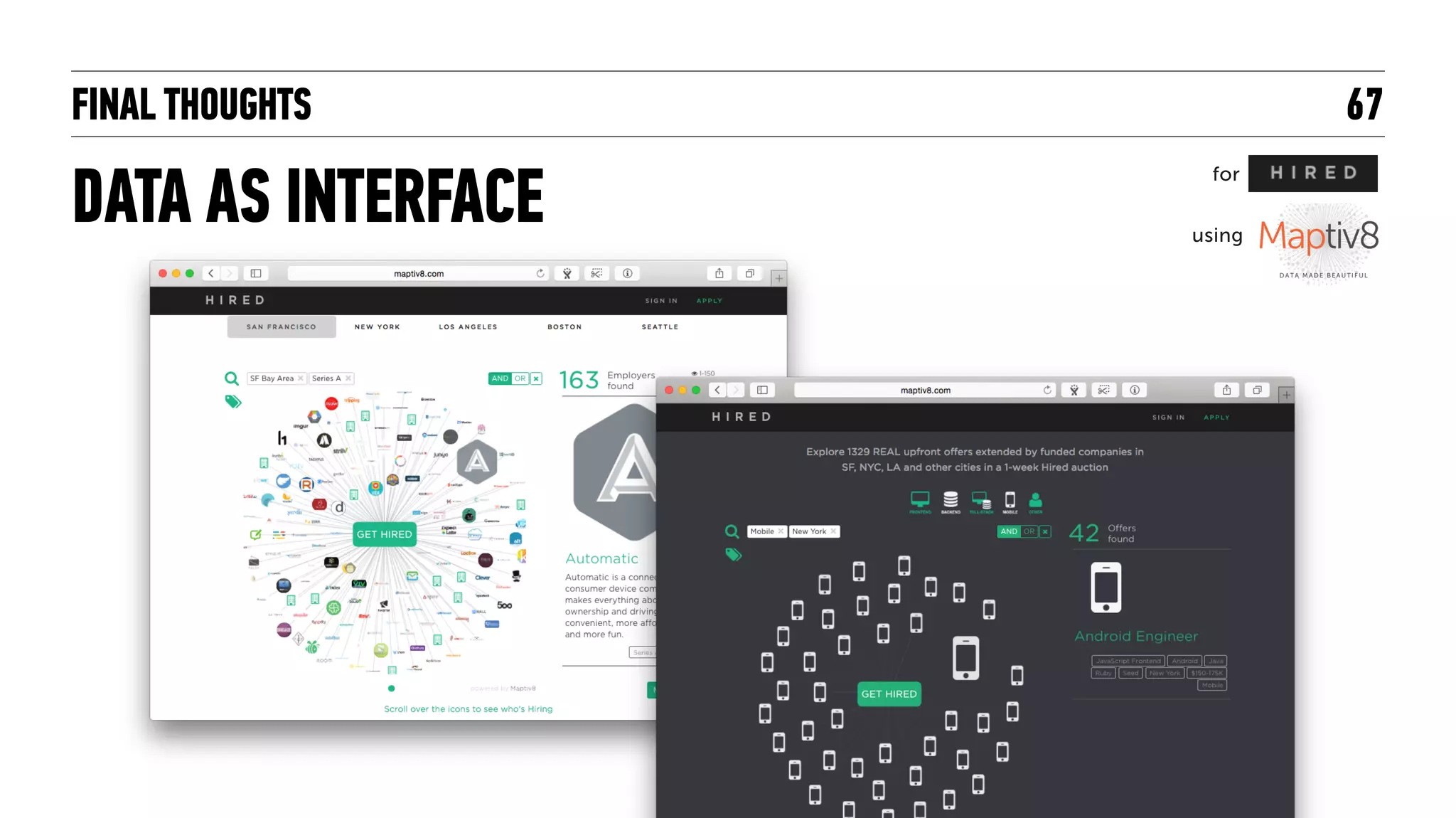 FINAL THOUGHTS
DATA AS INTERFACE
67
for
using
 