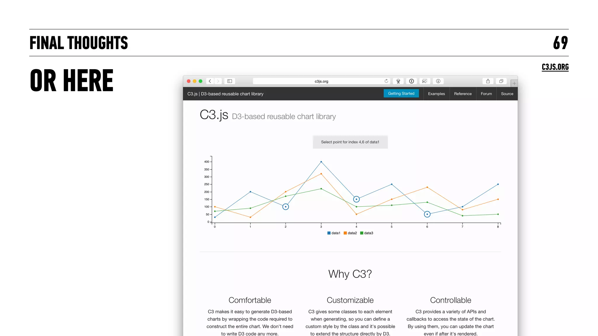 FINAL THOUGHTS
OR HERE
69
C3JS.ORG
 