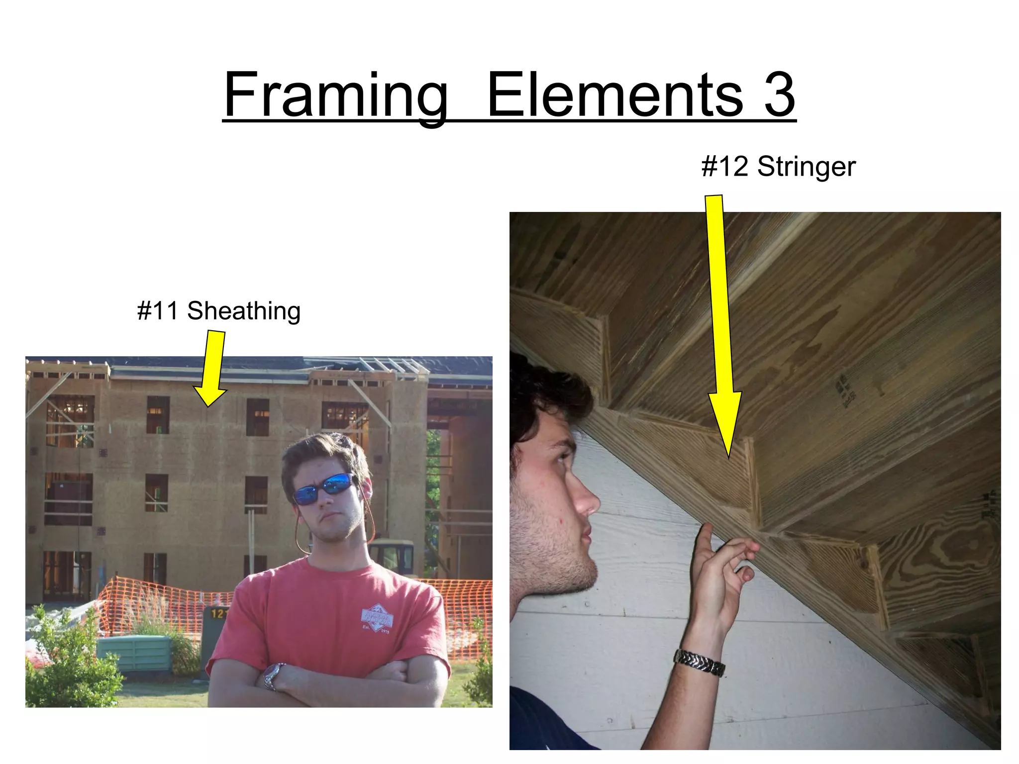 Framing  Elements 3 #12 Stringer #11 Sheathing 