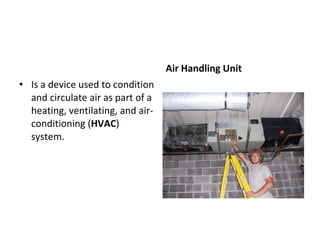 Is a device used to condition and circulate air as part of a heating, ventilating, and air-conditioning ( HVAC ) system. Air Handling Unit 