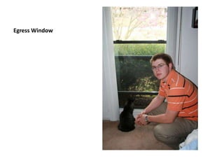 Egress WindowThis window meets requirements because it is less than 44”, the required height from the ground, and has greater than 5 sf.The dimensions of the window are 24”*36” which are more than the 20”*24” the IBC requires