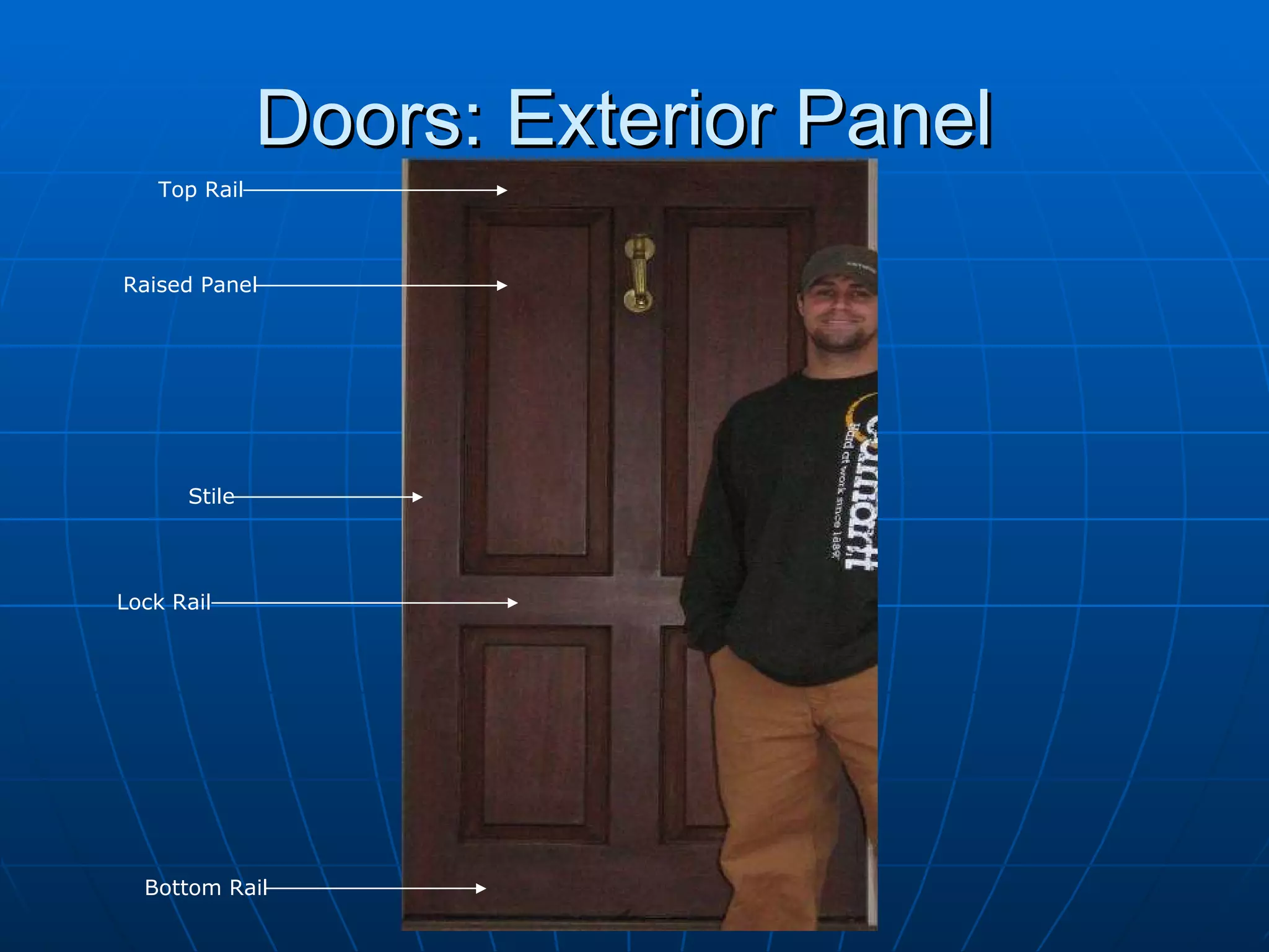Doors: Exterior Panel  Stile Top Rail Raised Panel Lock Rail Bottom Rail 