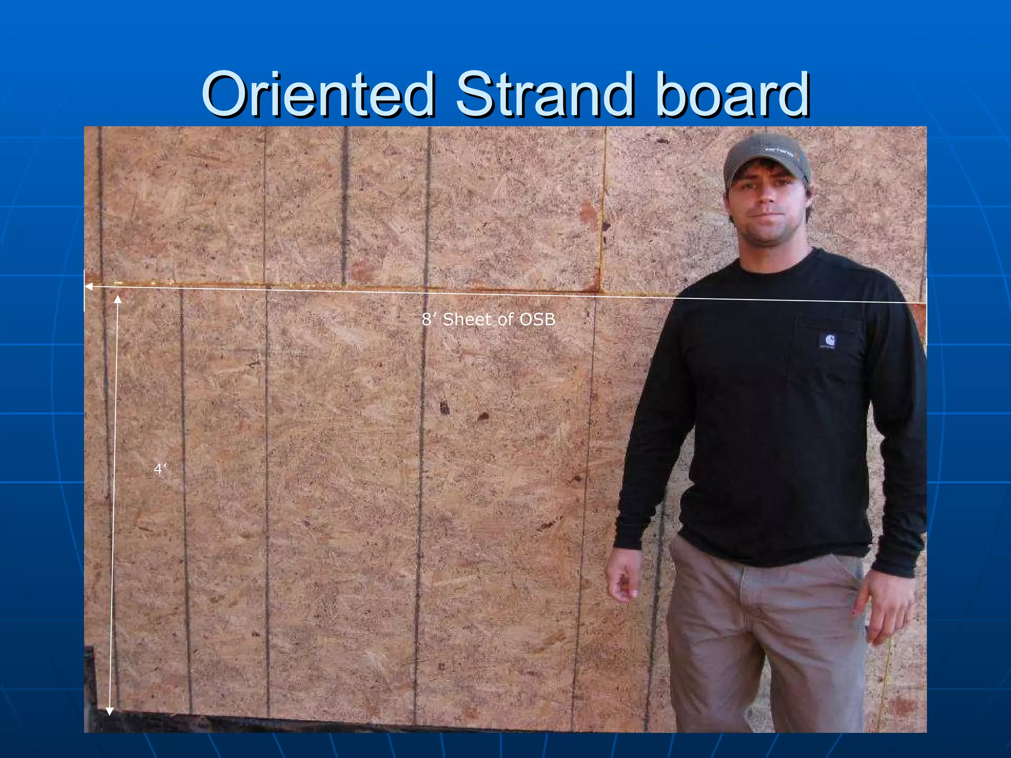 Oriented Strand board 8’ Sheet of OSB 4’ 