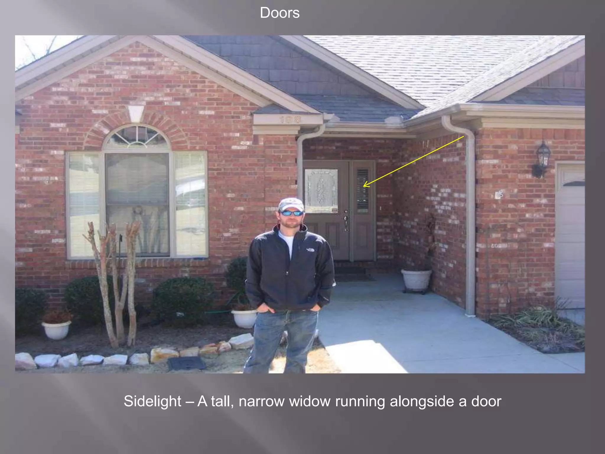 DoorsSidelight – A tall, narrow widow running alongside a door