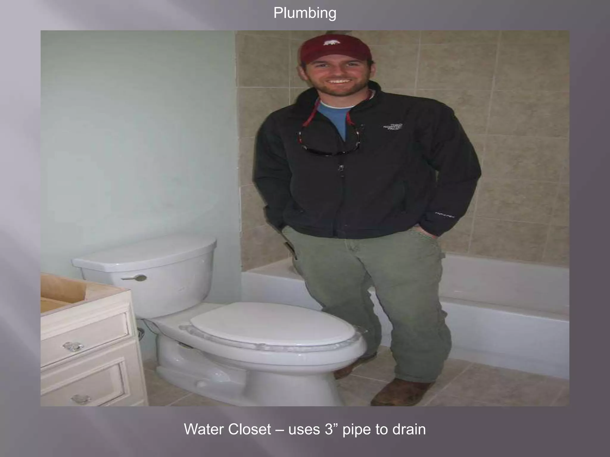 PlumbingWater Closet – uses 3” pipe to drain