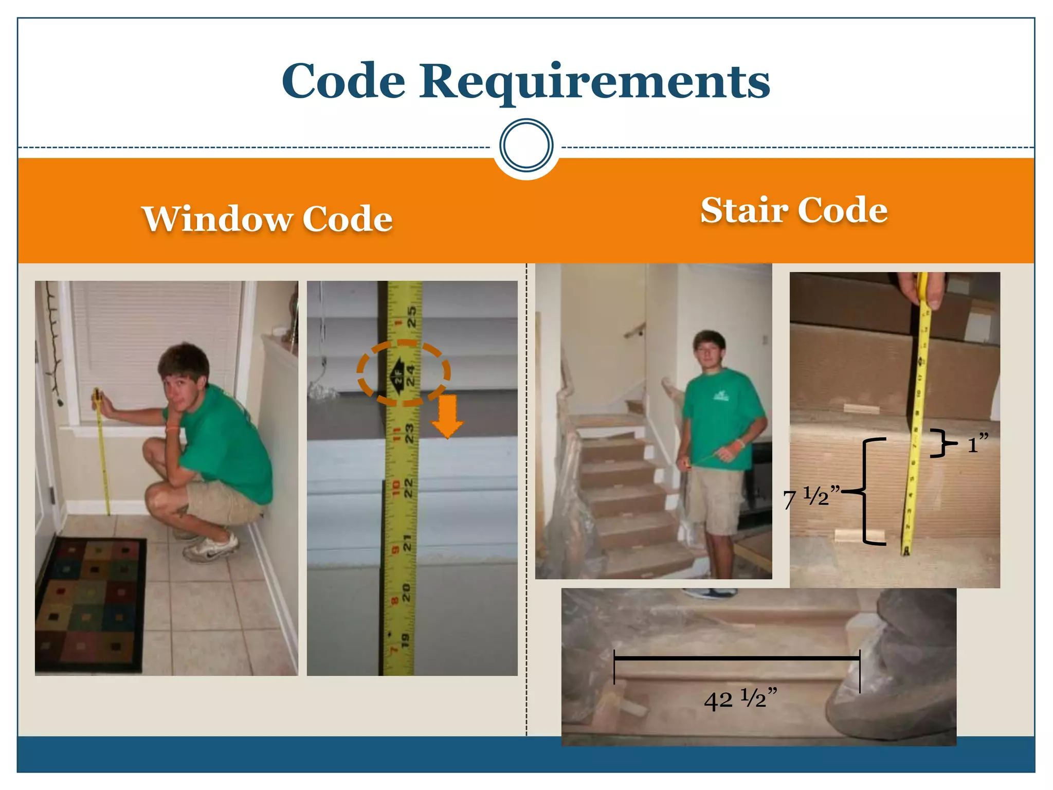 Window CodeStair CodeCode Requirements1”7 ½”42 ½” 