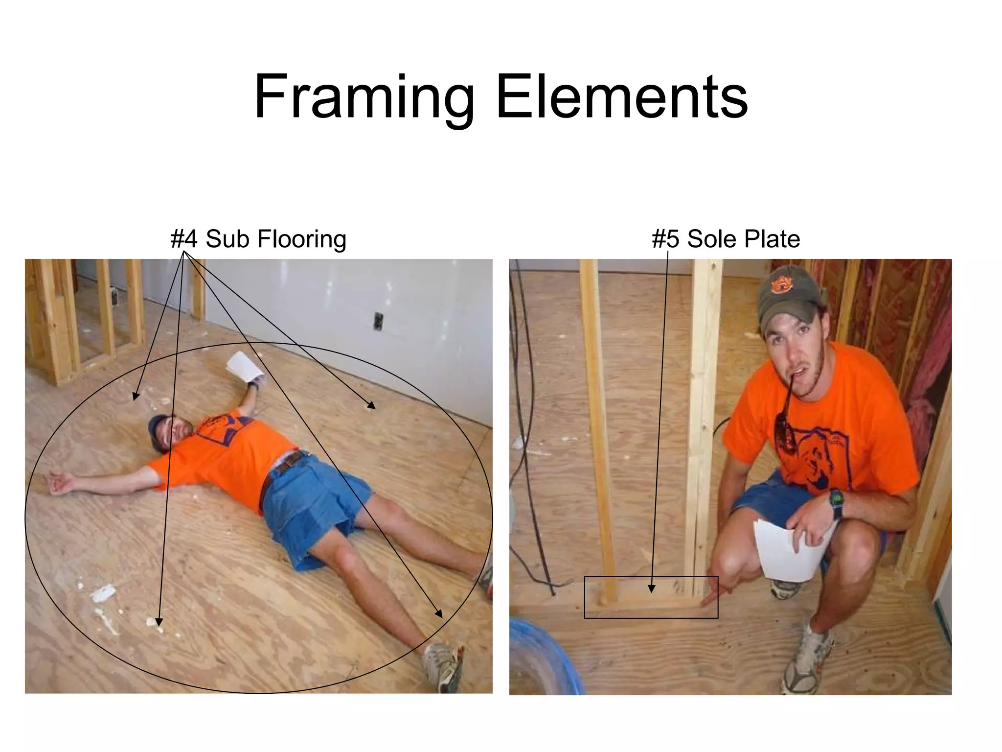 Framing Elements #4 Sub Flooring #5 Sole Plate 