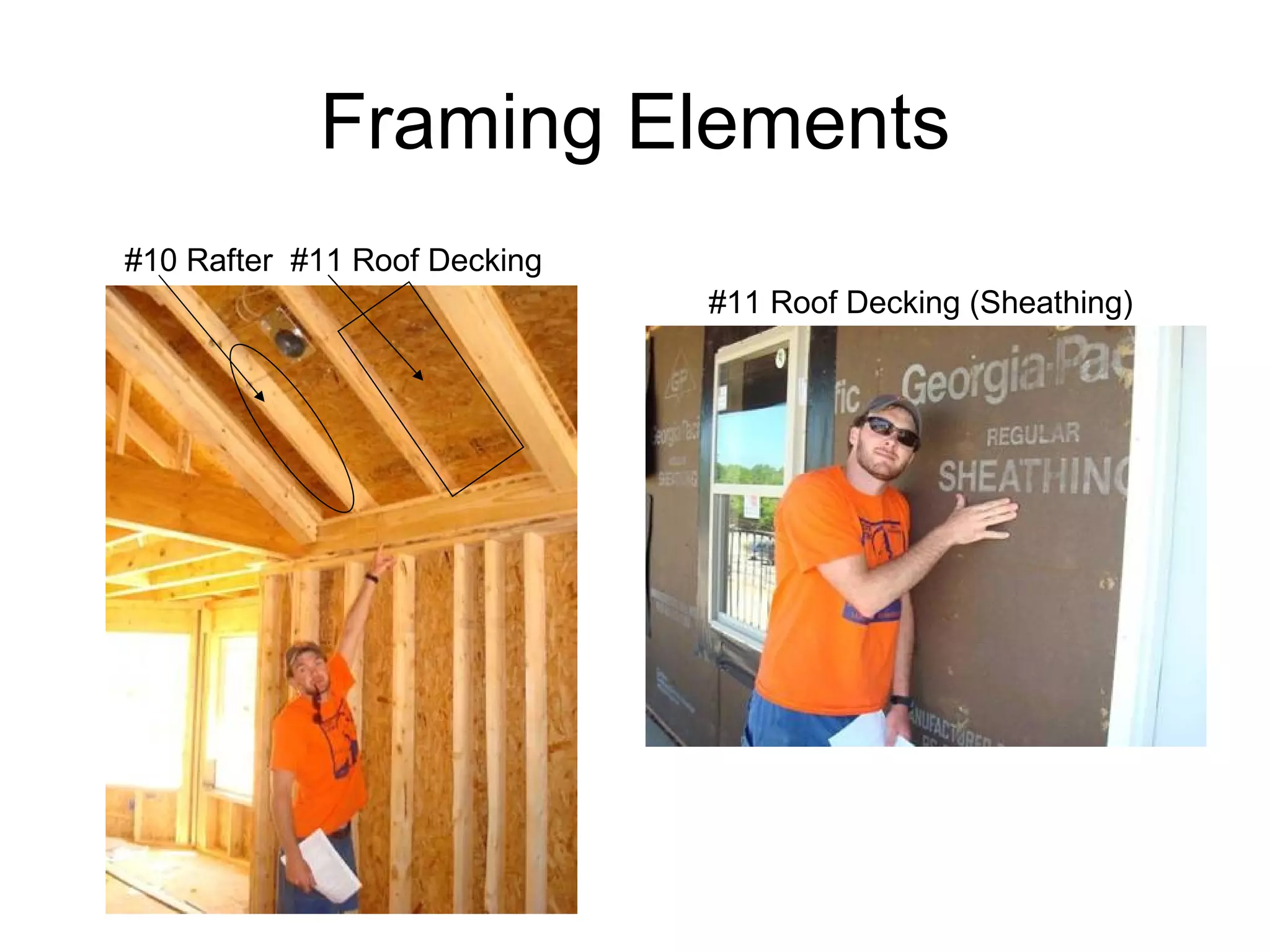 Framing Elements #10 Rafter  #11 Roof Decking #11 Roof Decking (Sheathing) 