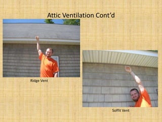 Attic Ventilation Cont’d Ridge VentSoffit Vent