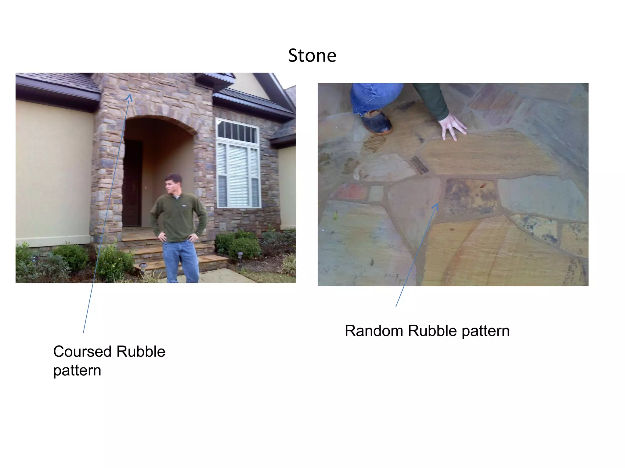 Stone Coursed Rubble pattern Random Rubble pattern  