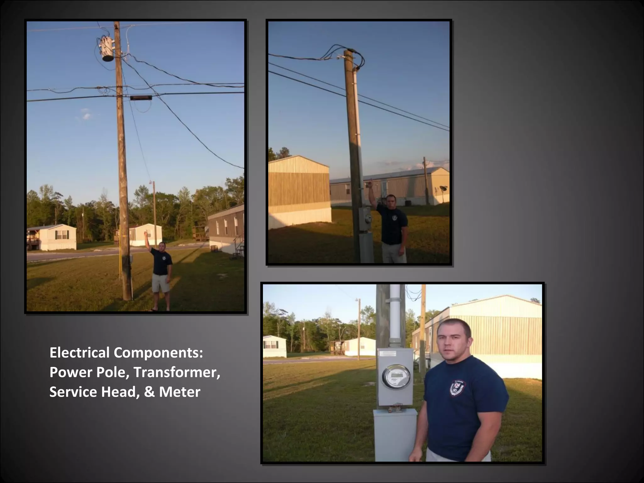 Electrical Components:  Power Pole, Transformer, Service Head, & Meter 