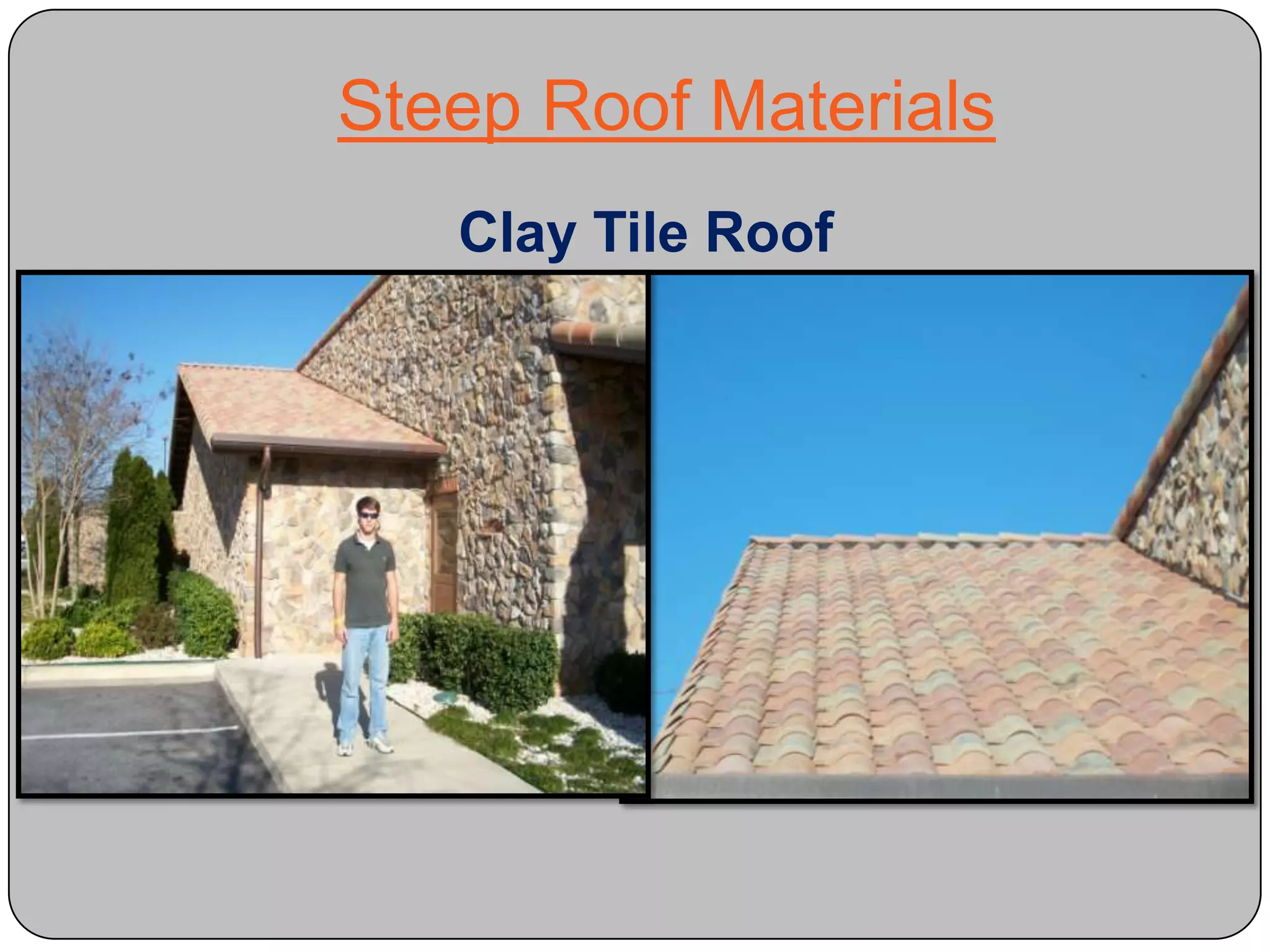  Size: #4 Rebar (1/2”)Steep Roof DrainageGutter- a channel that collects rainwater and snowmelt at the eave of the roofSteep Roof DrainageDownspout- a vertical pipe for conducting water from the roof to a lower levelSteep Roof DrainageSplashblock-A small precast block of concrete or plastic used to divert water at the bottom of a downspout and prevent ground erosion.Steep Roof MaterialsUnderlayment- Layer of waterproof materials that protects the sheathing from getting wet until the roofing can be applied.