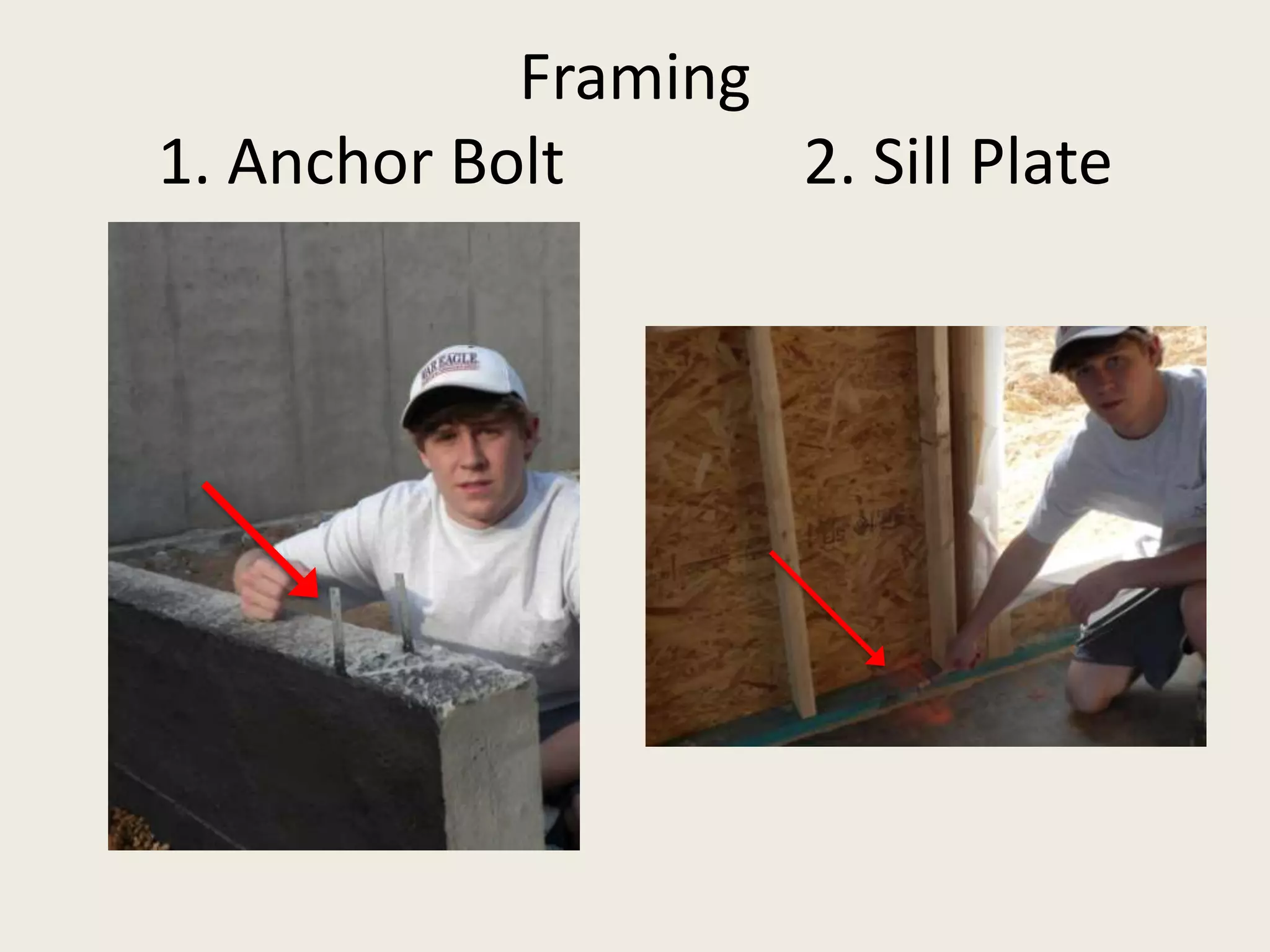 Framing1. Anchor Bolt               2. Sill Plate