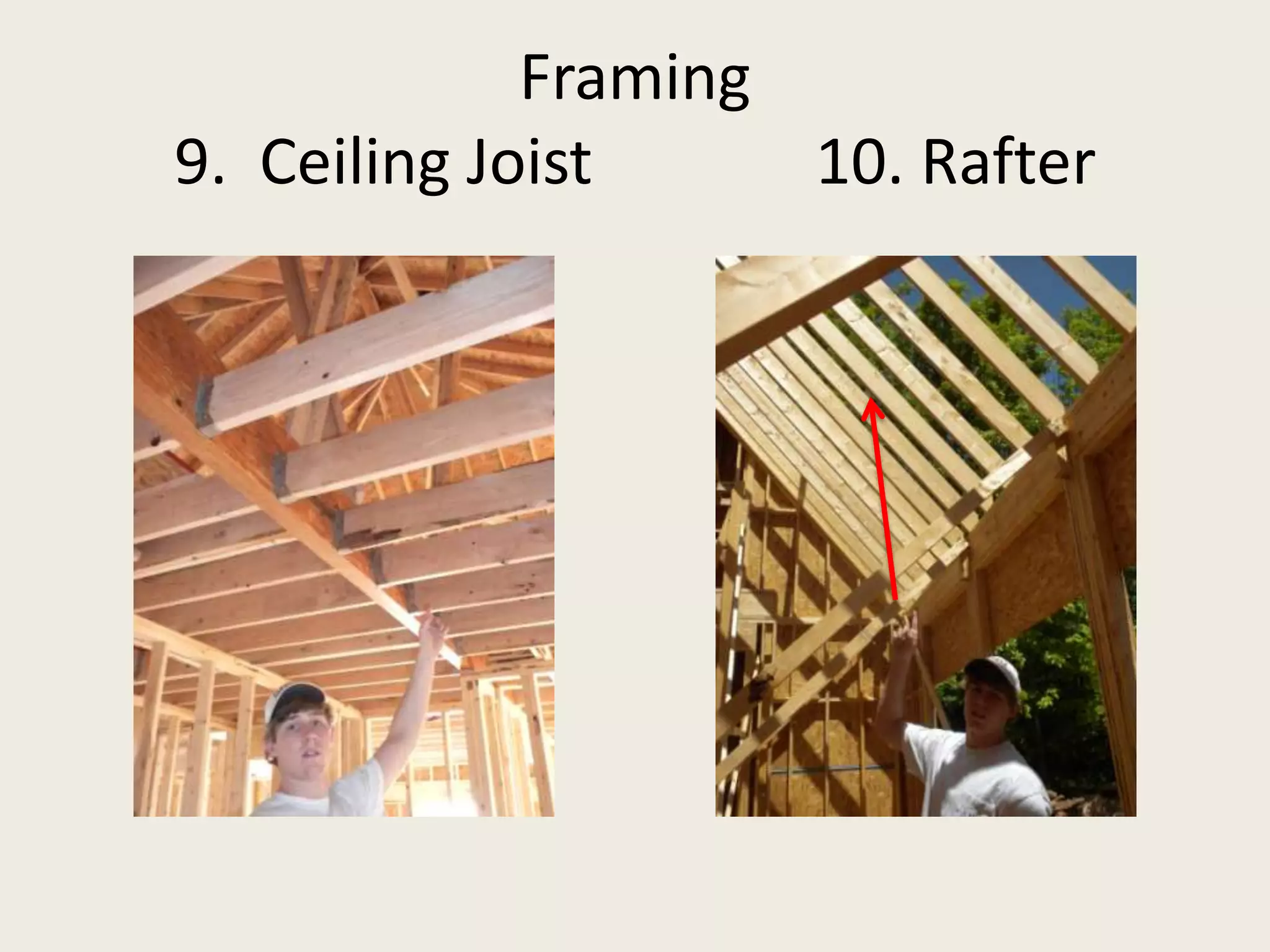 Framing9.  Ceiling Joist              10. Rafter