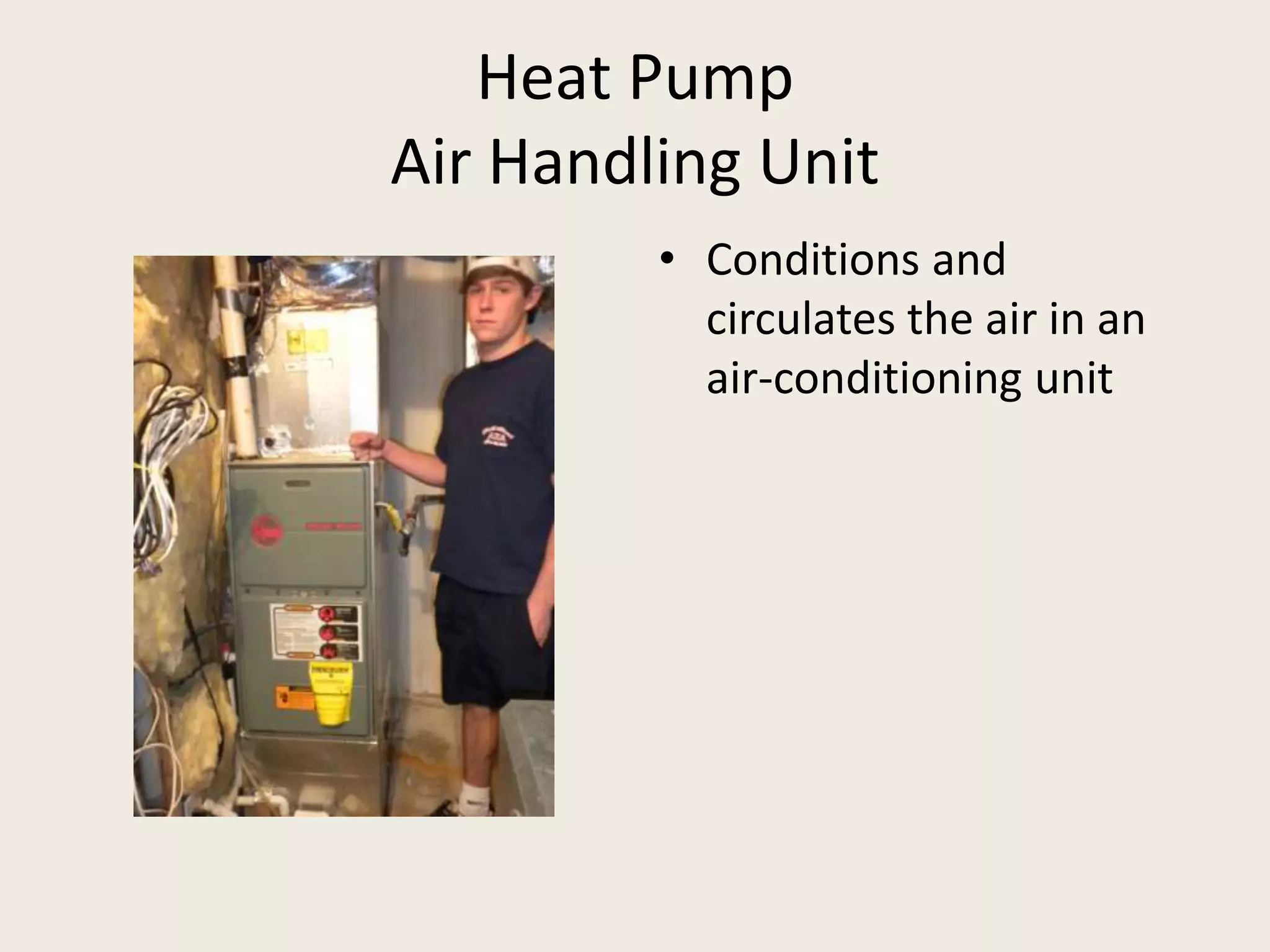 Heat PumpAir Handling UnitConditions and circulates the air in an air-conditioning unit