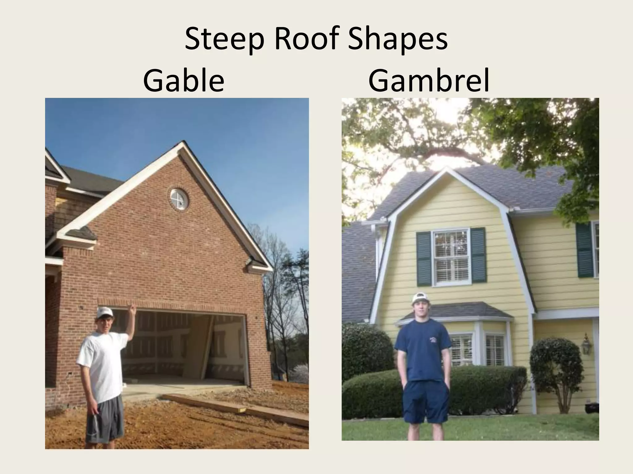 Steep Roof ShapesGable                  Gambrel