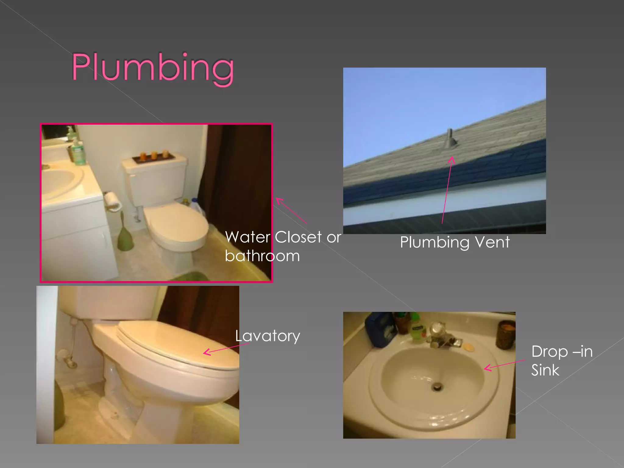 Water Closet or bathroom  Lavatory Plumbing Vent Drop –in Sink 