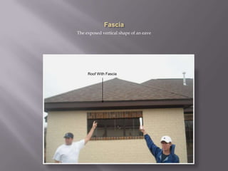 FasciaThe exposed vertical shape of an eaveRoof With Fascia