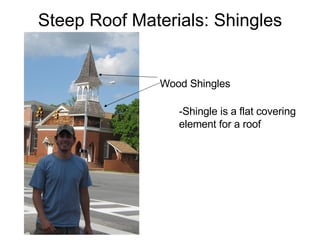 Steep Roof Materials: Shingles Wood Shingles -Shingle is a flat covering  element for a roof 