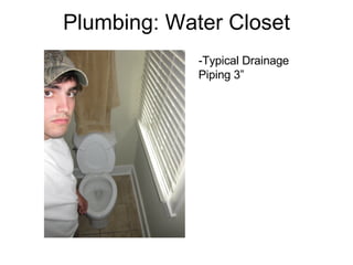 Plumbing: Water Closet -Typical Drainage  Piping 3” 