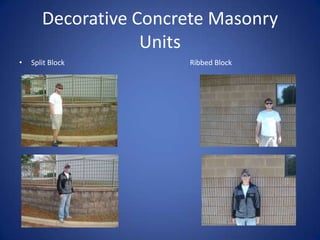 Concrete JointsControl Joint- a groove cut into the surface of the concrete that allows some cracking to occur in the joint and not be readily visibleIsolation joint- Joints that isolate the slab from a wall, column or drainpipeThis isolation joint was separating a beam