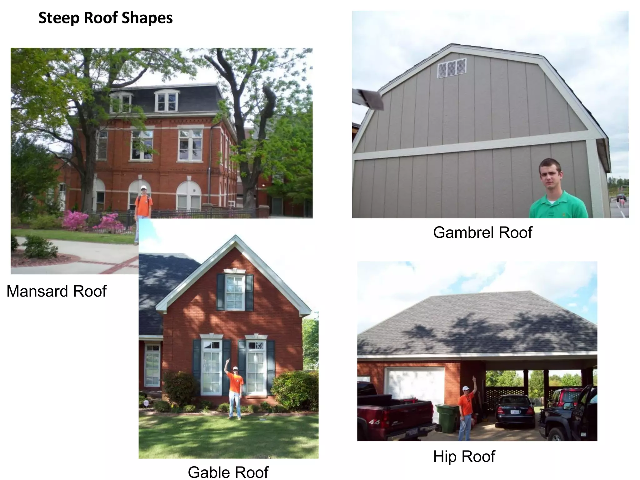 Steep Roof Shapes Gambrel Roof Hip Roof Mansard Roof Gable Roof 
