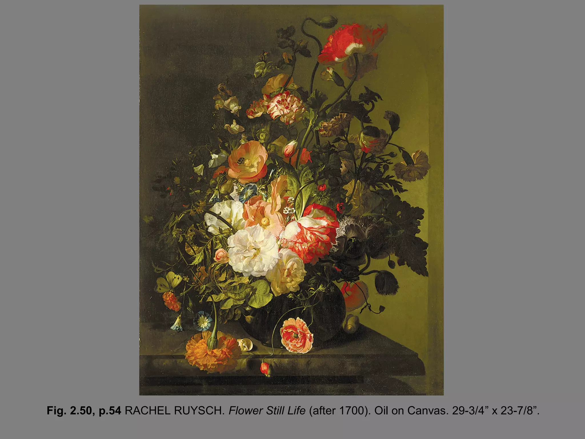 Fig. 2.50, p.54 RACHEL RUYSCH. Flower Still Life (after 1700). Oil on Canvas. 29-3/4” x 23-7/8”.

 