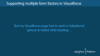Supporting multiple form factors in Visualforce
But my Visualforce page has to work in Salesforce1
(phone & tablet) AND Desktop…
 