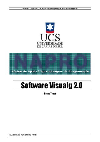 .: NAPRO :. NÚCLEO DE APOIO APRENDIZAGEM DE PROGRAMAÇÃO
ELABORADO POR BRUNO TONET
Software VisualgSoftware VisualgSoftware VisualgSoftware Visualg 2.02.02.02.0
Bruno Tonet
 