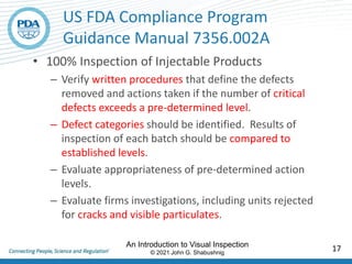 Visual inspection of parenteral dosage forms | PDF